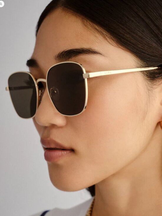 Gold Oversized Square Sunglasses Green Lens Metal Frame Fashion Women main image 11